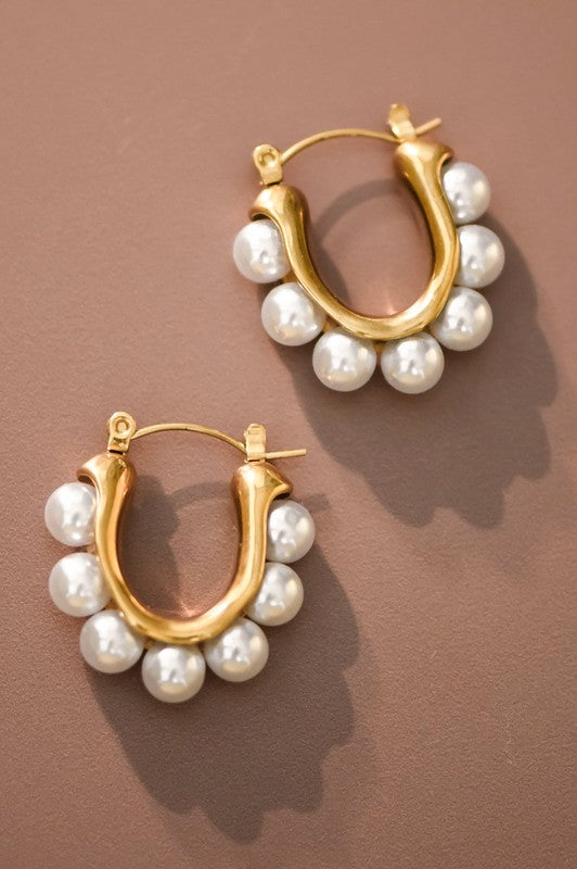 18k GOLD PLATED Waterproof Non-tarnish Stainless Steel Hoops