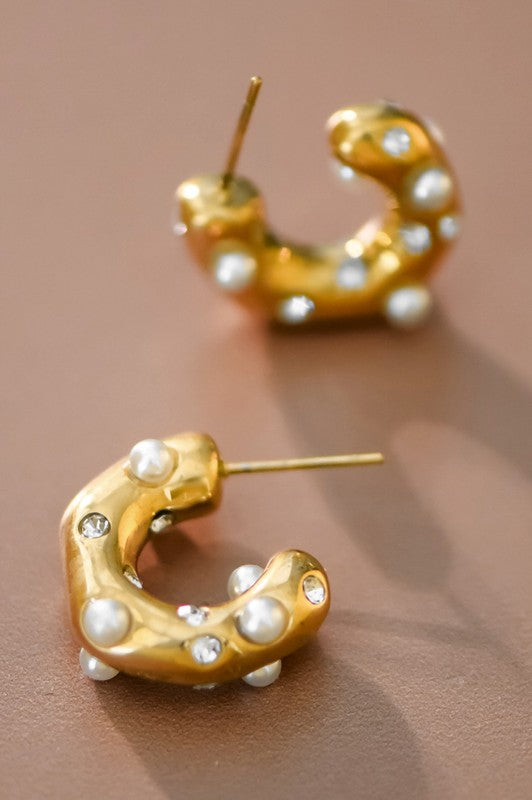 18k GOLD PLATED Waterproof Non-tarnish Stainless Steel Hoops