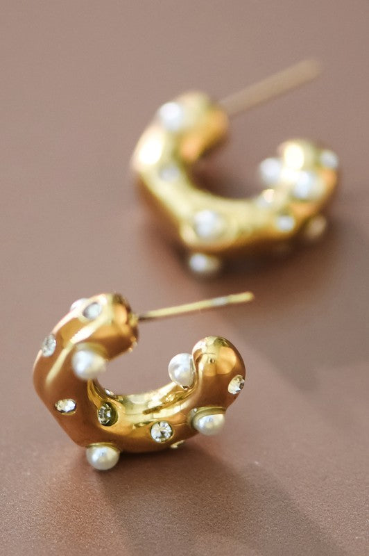 18k GOLD PLATED Waterproof Non-tarnish Stainless Steel Hoops