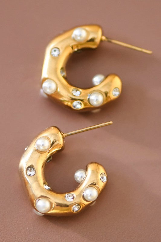 18k GOLD PLATED Waterproof Non-tarnish Stainless Steel Hoops