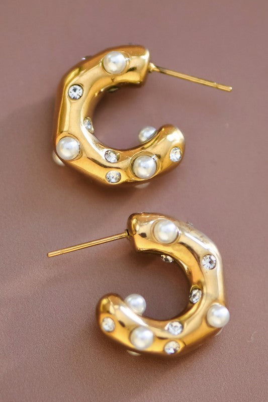 18k GOLD PLATED Waterproof Non-tarnish Stainless Steel Hoops