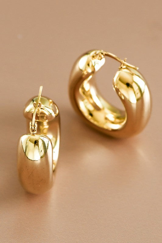 18k GOLD PLATED Waterproof Non-tarnish Stainless Steel Hoops