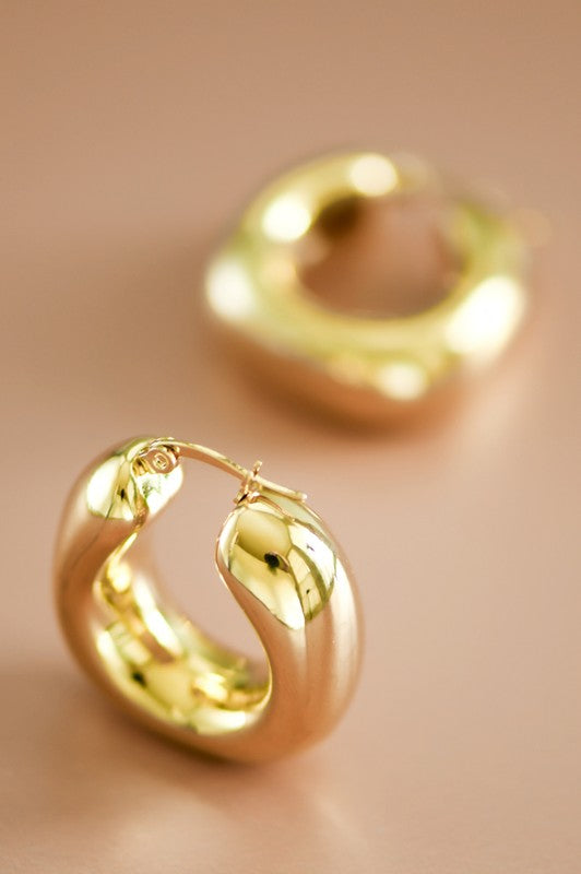 18k GOLD PLATED Waterproof Non-tarnish Stainless Steel Hoops
