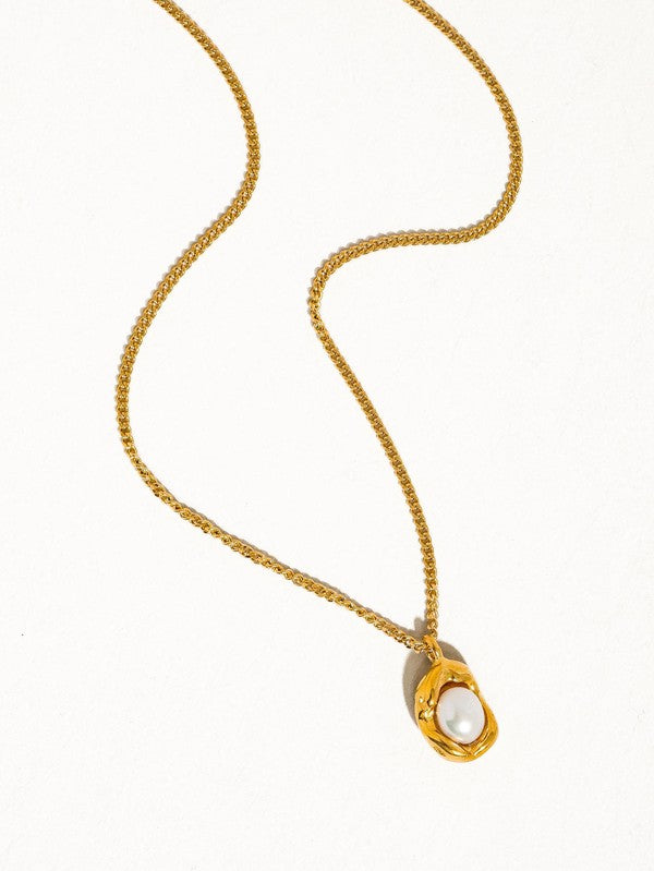 Non-tarnish Natural Pearl Round Necklace