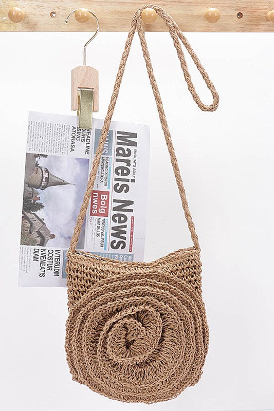 Faux Straw Handmade Big Flower Crossbody Bag