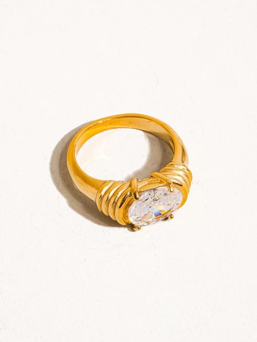 18k GOLD PLATED Non-tarnish Rhinestone Ring