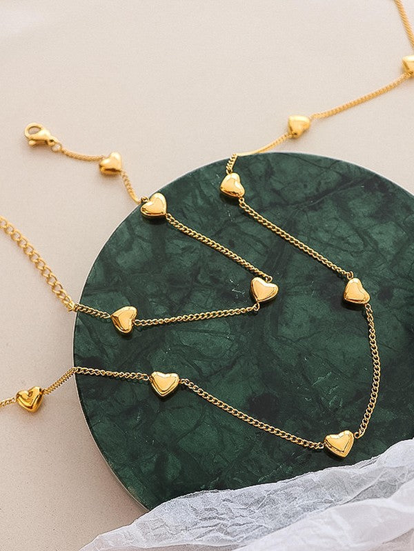 18k GOLD PLATED Non-tarnish Petite Heart Necklace