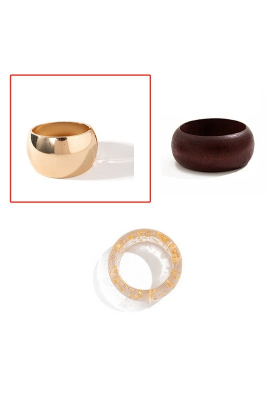 Bold Wide Resin Gold-Plated Bangle Set