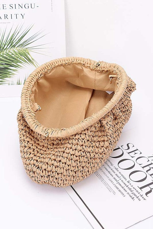 Faux Straw Braided Clutch