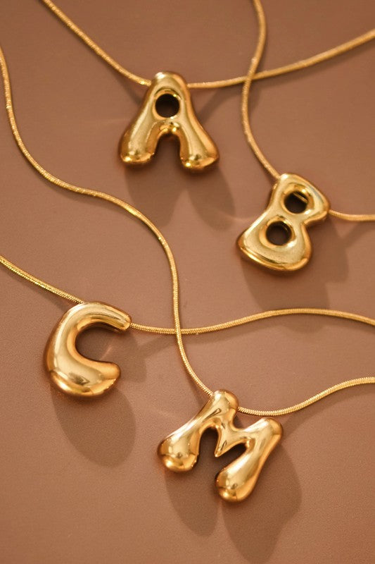 18k GOLD PLATED Non-tarnish Stainless Steel Initial Necklace