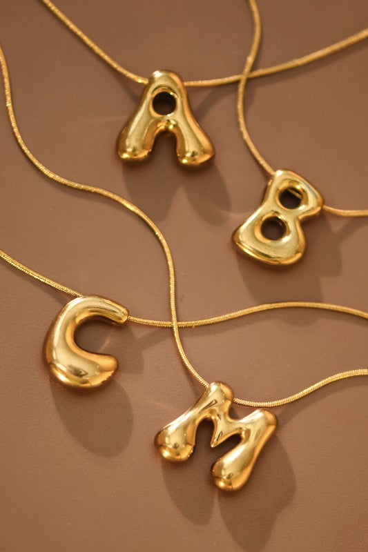 18k GOLD PLATED Non-tarnish Stainless Steel Initial Necklace