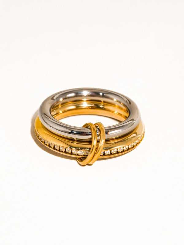 18k GOLD PLATED Non-tarnish Multi Stack Cz Band Ring