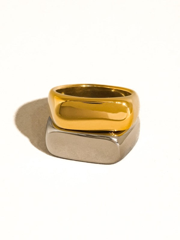 18K GOLD PLATED Non Tarnish Classic Signet Ring