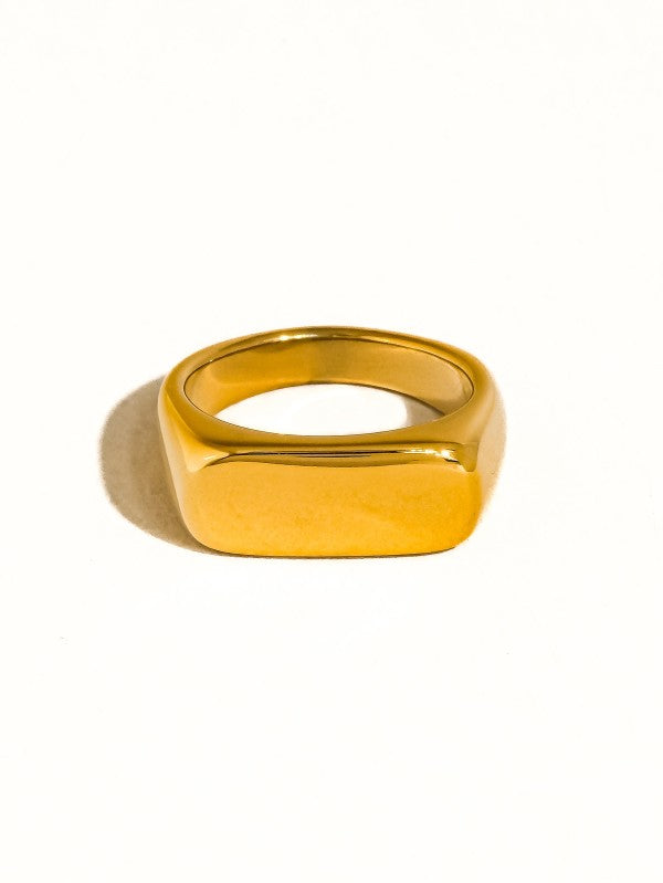 18K GOLD PLATED Non Tarnish Classic Signet Ring