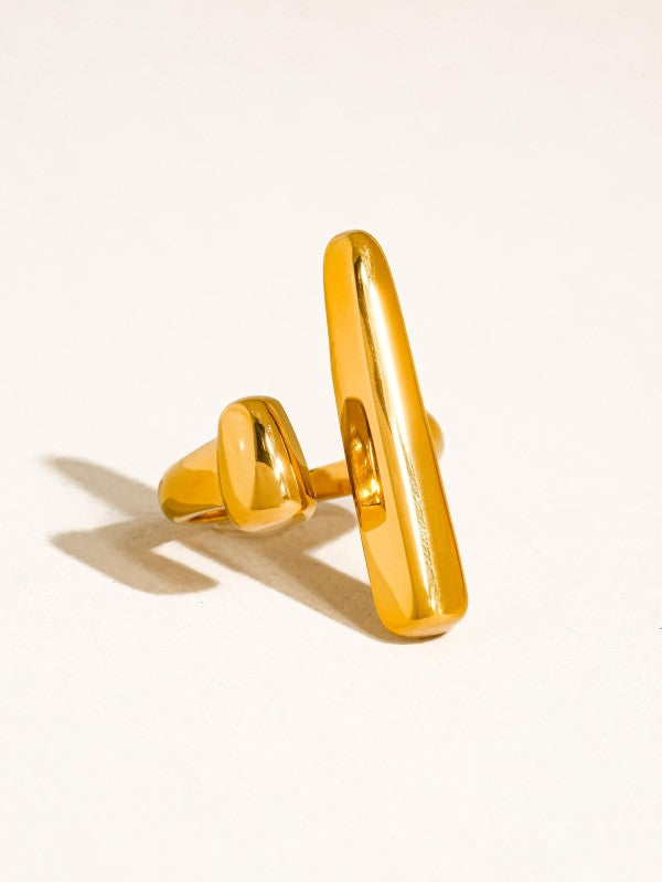 18k GOLD PLATED Non-tarnish Bar Statement Ring