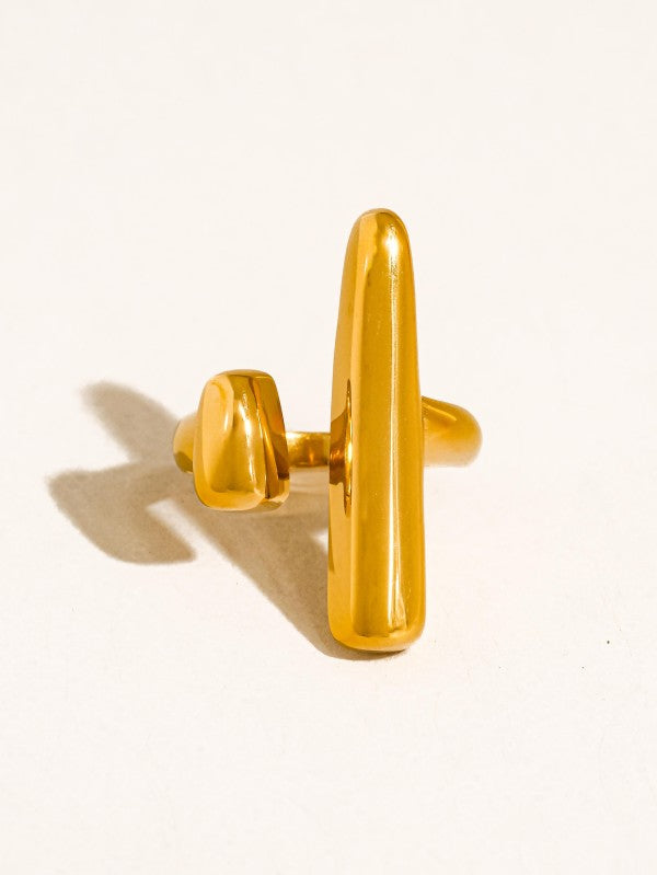 18k GOLD PLATED Non-tarnish Bar Statement Ring