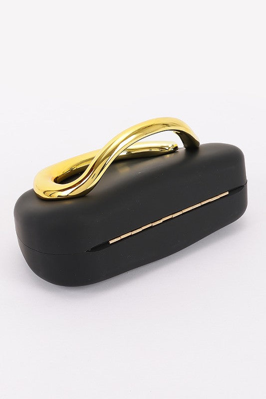 Metal Handle Satin Clutch