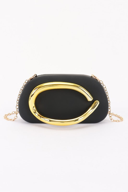 Metal Handle Satin Clutch