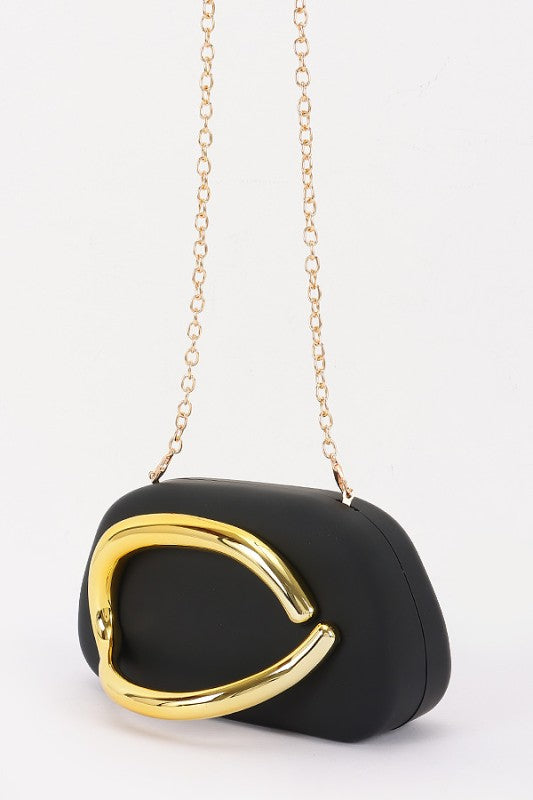 Metal Handle Satin Clutch