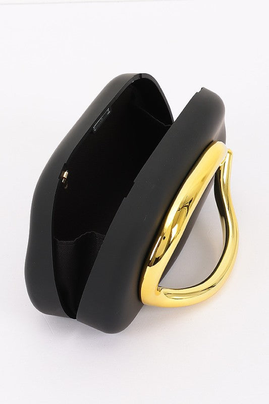 Metal Handle Satin Clutch
