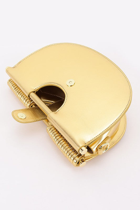 Metallic Faux Leather Noodle Bag