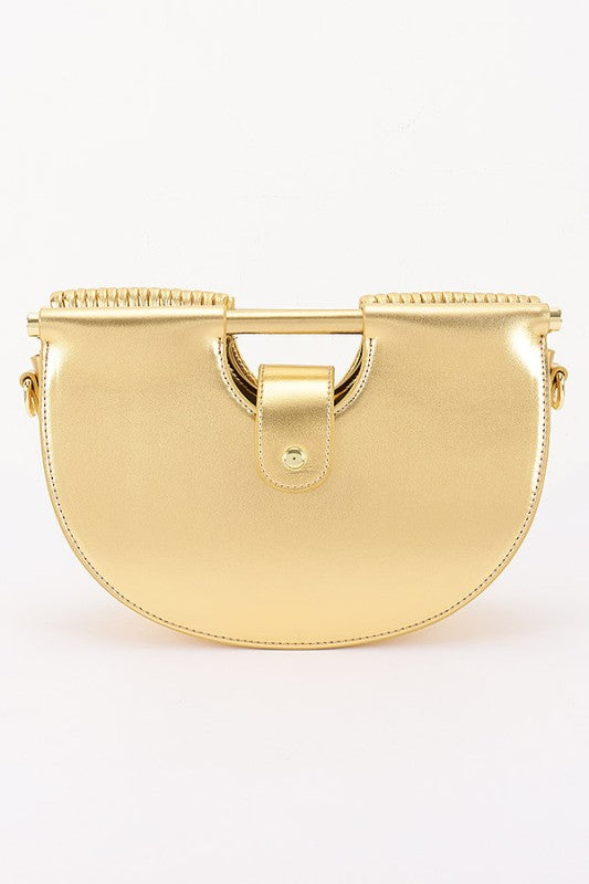 Metallic Faux Leather Noodle Bag