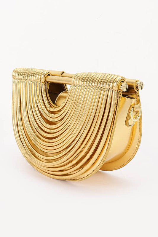 Metallic Faux Leather Noodle Bag