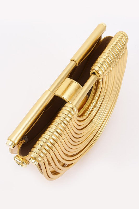 Metallic Faux Leather Noodle Bag