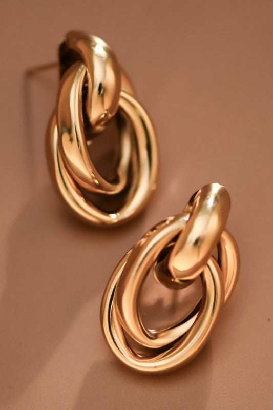 18k GOLD PLATED Waterproof Non-tarnish Stainless Steel Hoops