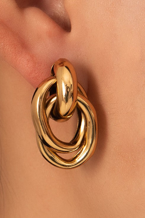18k GOLD PLATED Waterproof Non-tarnish Stainless Steel Hoops
