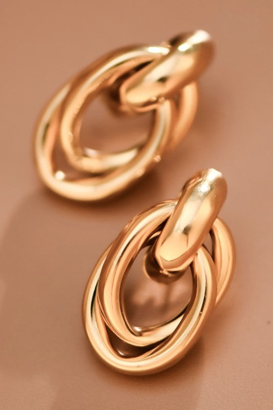 18k GOLD PLATED Waterproof Non-tarnish Stainless Steel Hoops