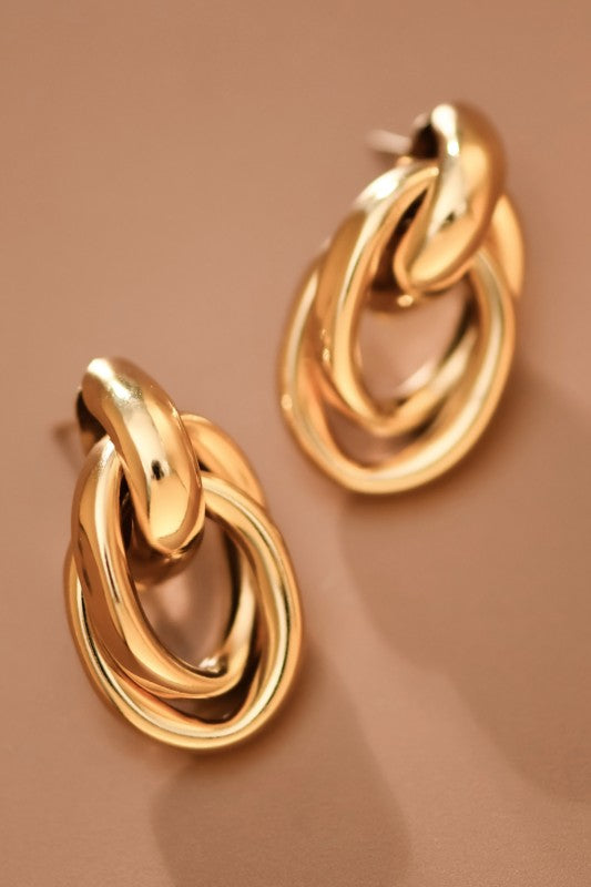 18k GOLD PLATED Waterproof Non-tarnish Stainless Steel Hoops