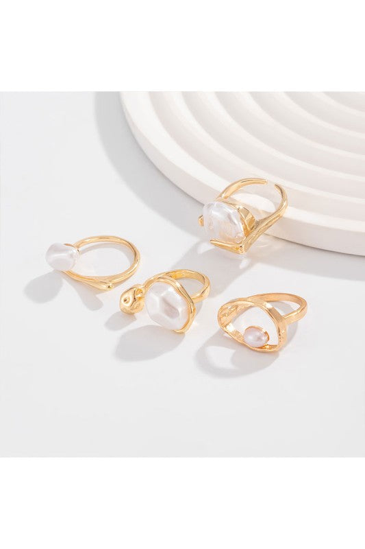 Bold Pearl Ring Set