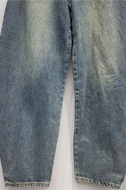 Pearl Embellished Barrel Denim